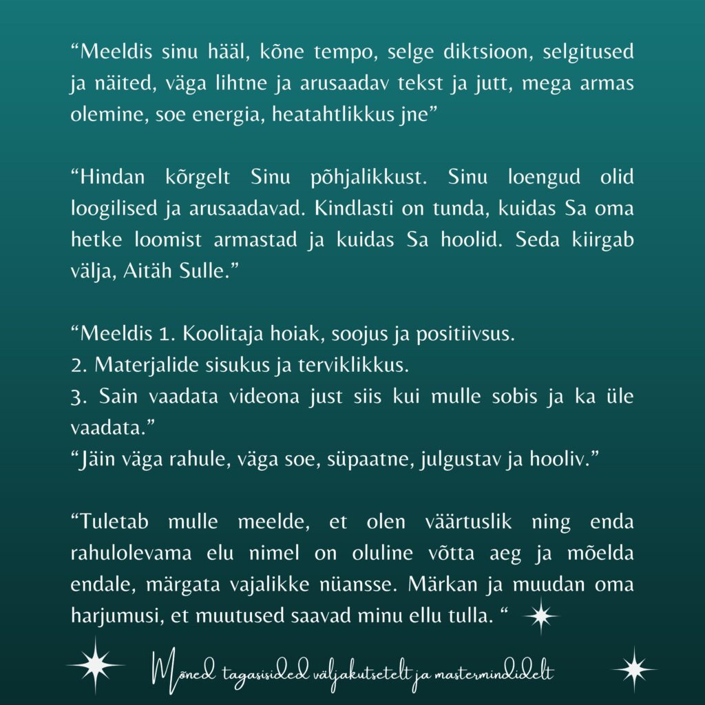 tagasiside enesearengu coach Kadrile