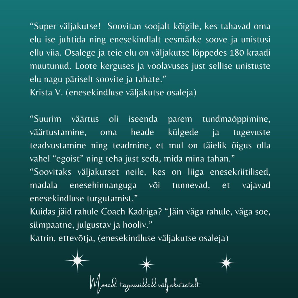 tagasiside enesearengu coach Kadrile
