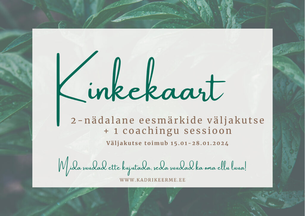 kinkekaart coachingusse, kinkekaart väljakutsesse