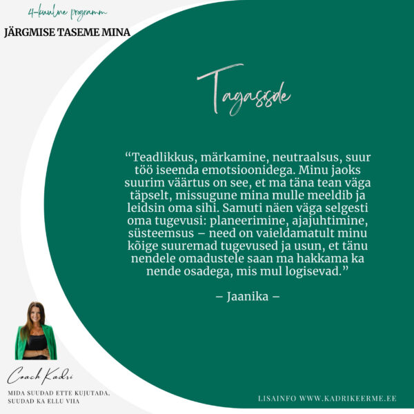 Personaalne 1:1 coachingu ja mentorlusega programm "JÄRGMISE TASEME MINA" - Image 5