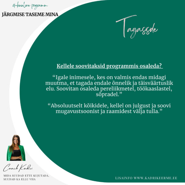 Personaalne 1:1 coachingu ja mentorlusega programm "JÄRGMISE TASEME MINA" - Image 11