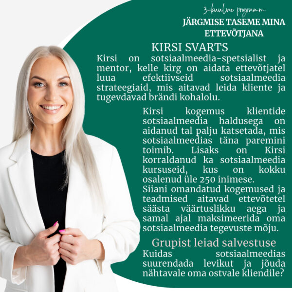 Kirsi Svarts - sotsiaalmeedia spetsialist ja mentor