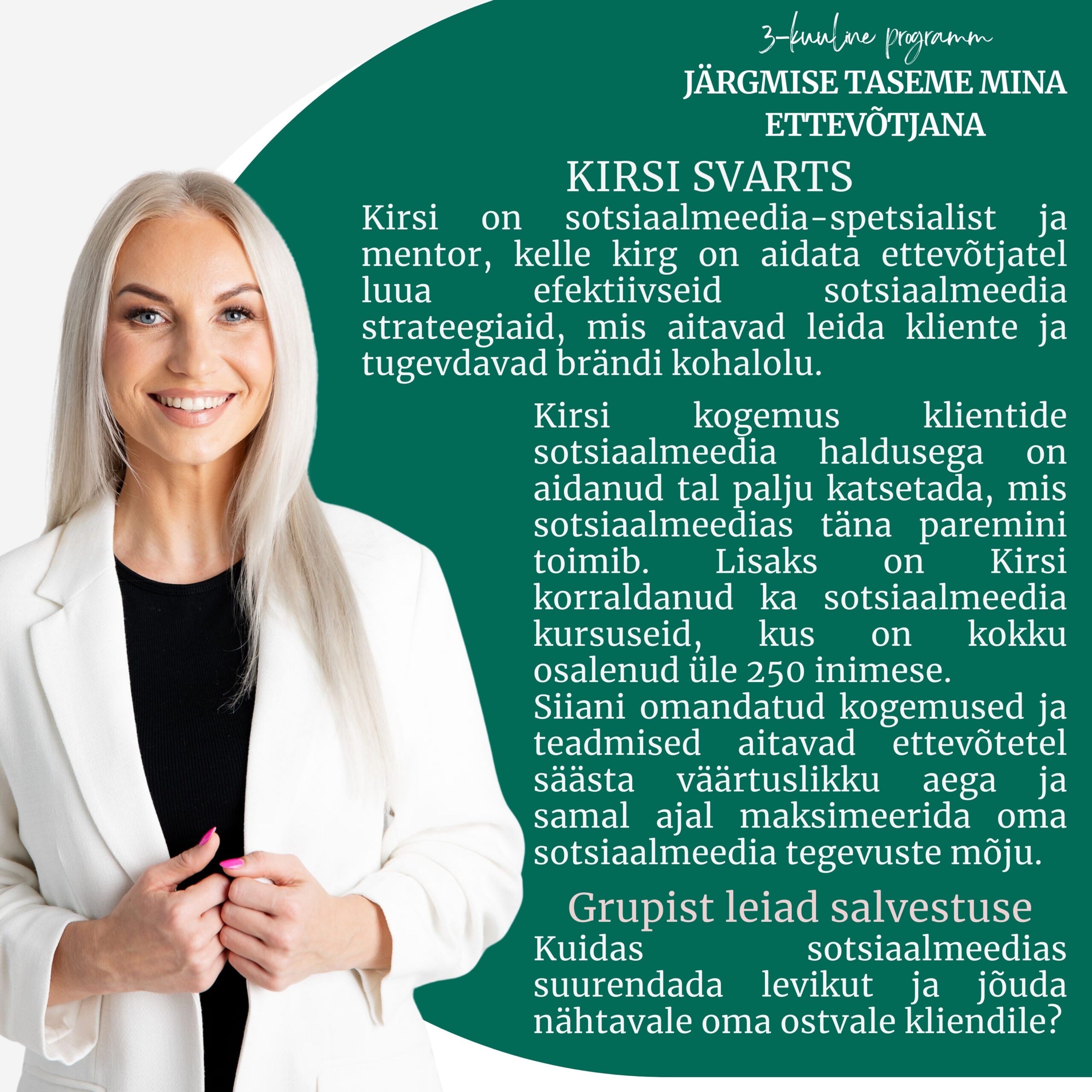Kirsi Svarts - sotsiaalmeedia spetsialist ja mentor